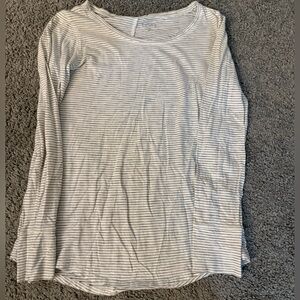 LOFT Petite White and Black Striped Tee